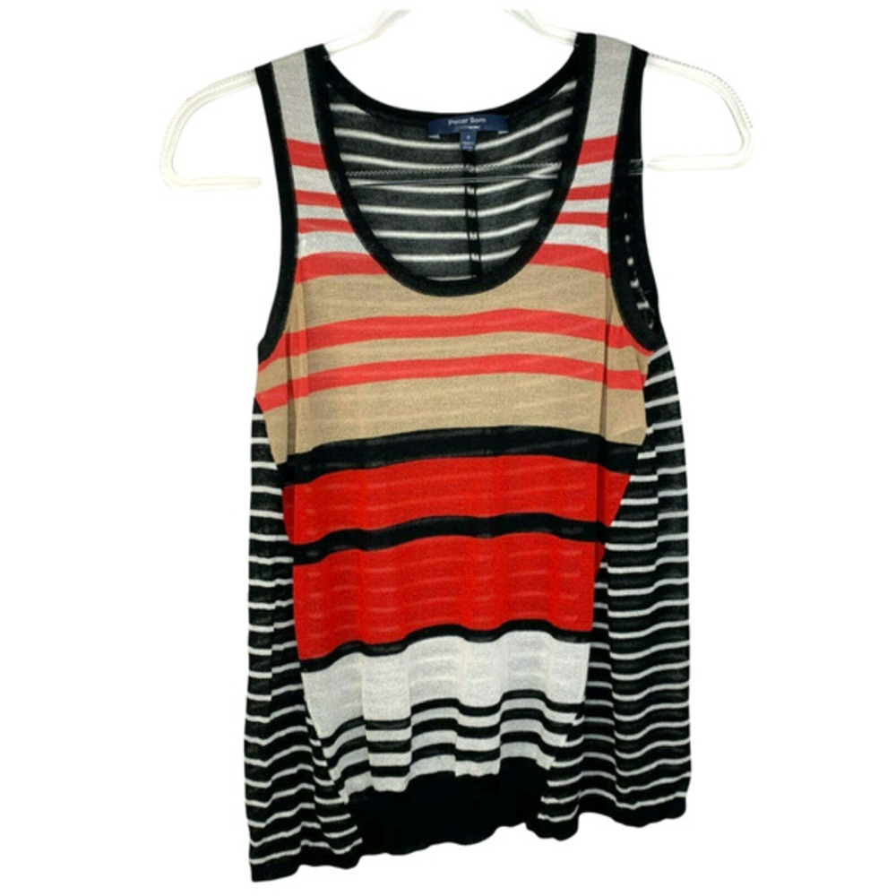 Peter Som Design Nation Womens‎ Size S Tank Top Stripe Sheer Multicolor